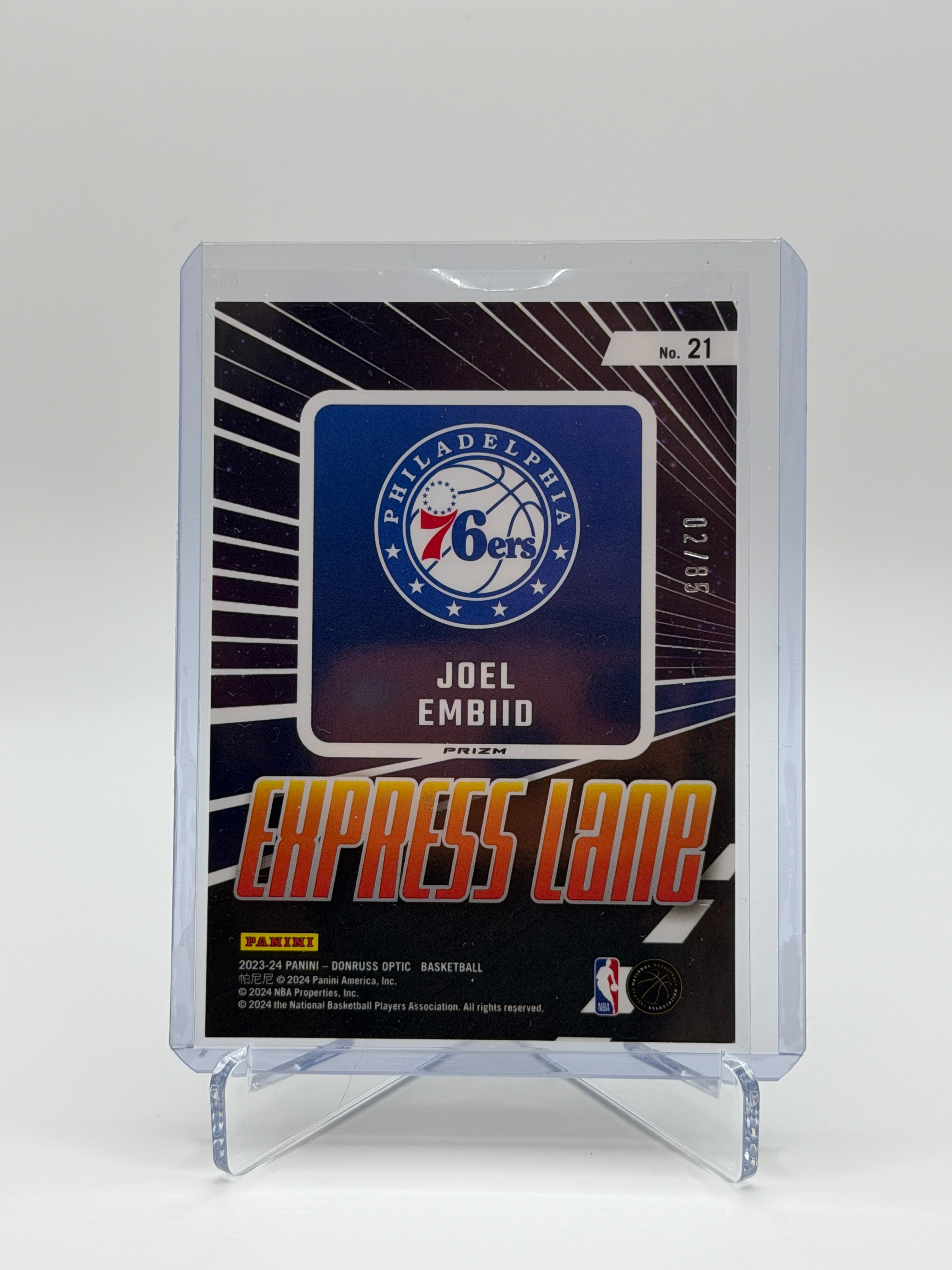 Joel Embiid Express Lane Donruss Optic #21 /85 2023-2024
