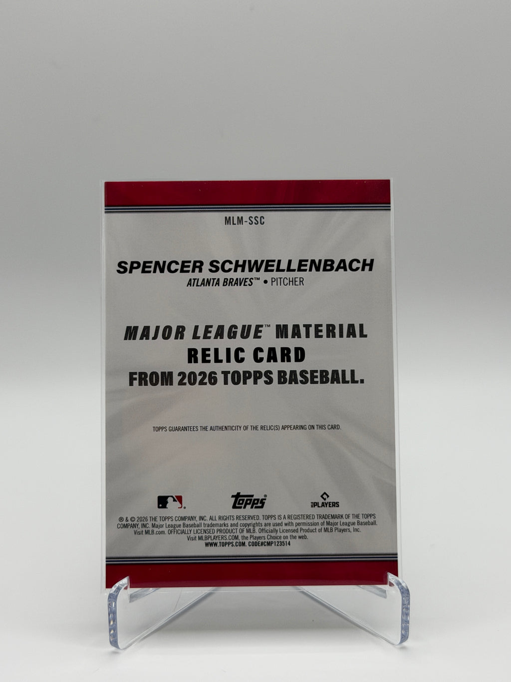 Spencer Schwellenbach Topps Series 1 Game Used Patch MLM-SSC 2026