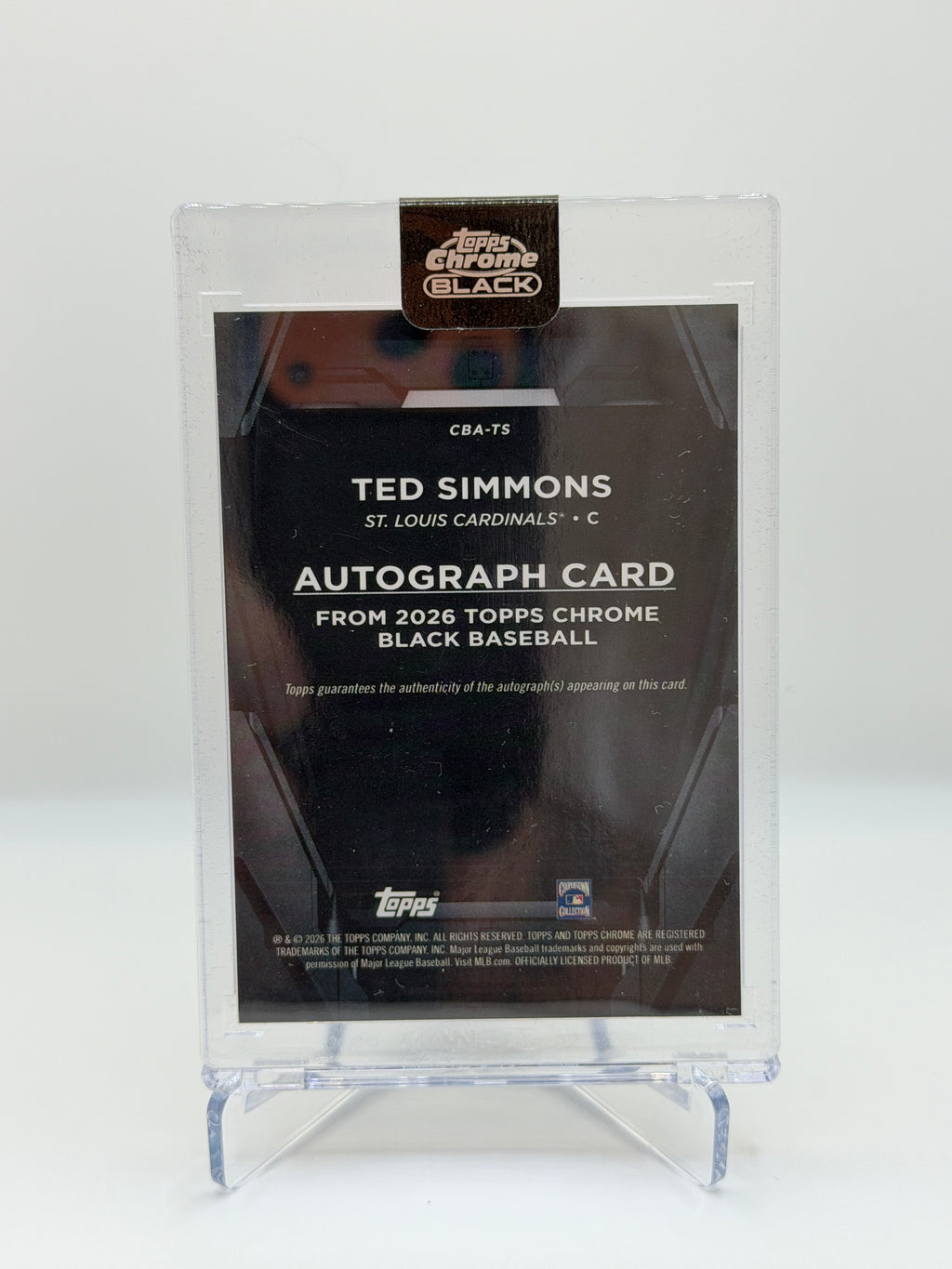 Ted Simmons Auto on card /150 CBA-TS Topps Chrome Black 2026