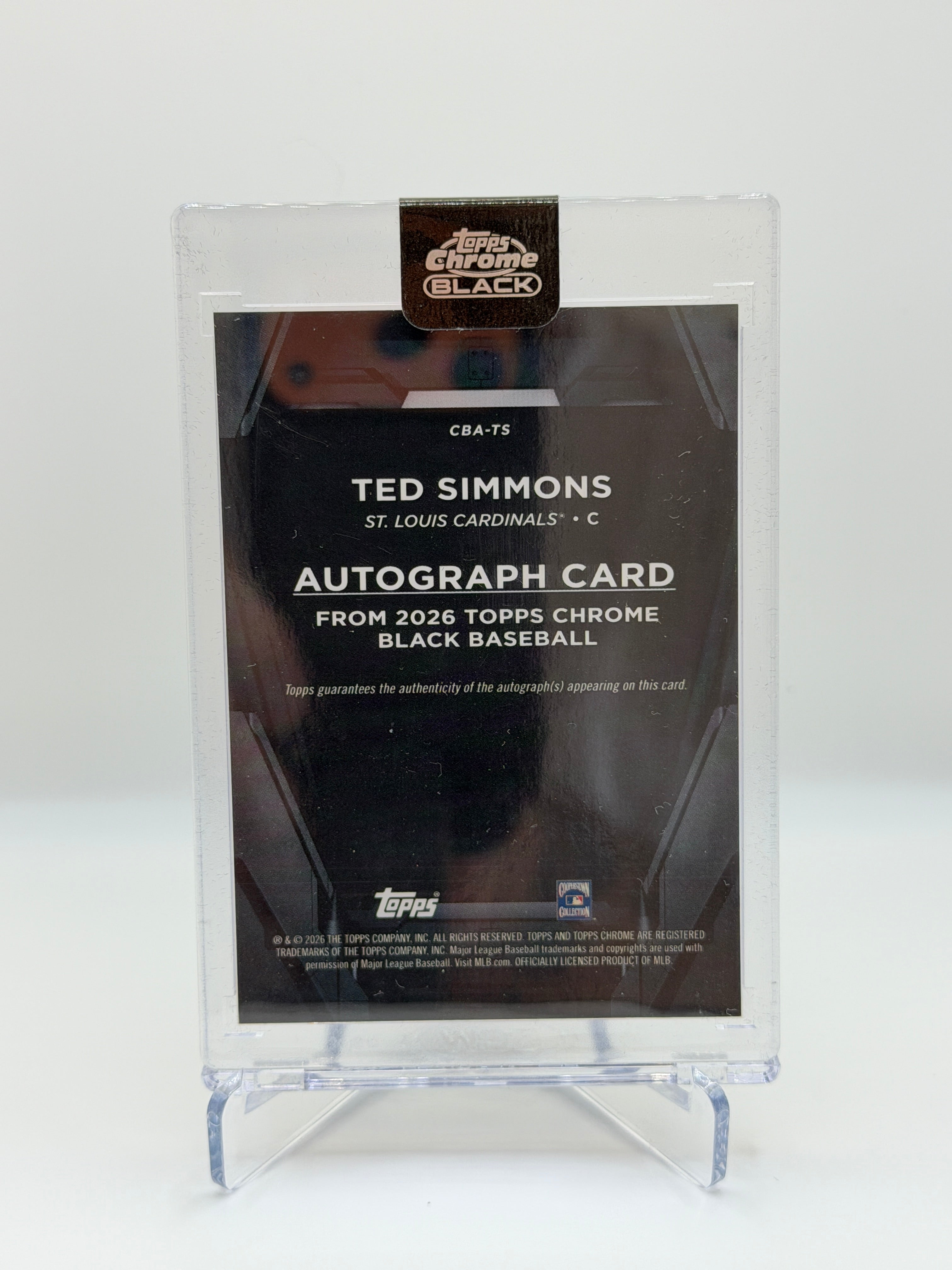 Ted Simmons Auto on card /150 CBA-TS Topps Chrome Black 2026