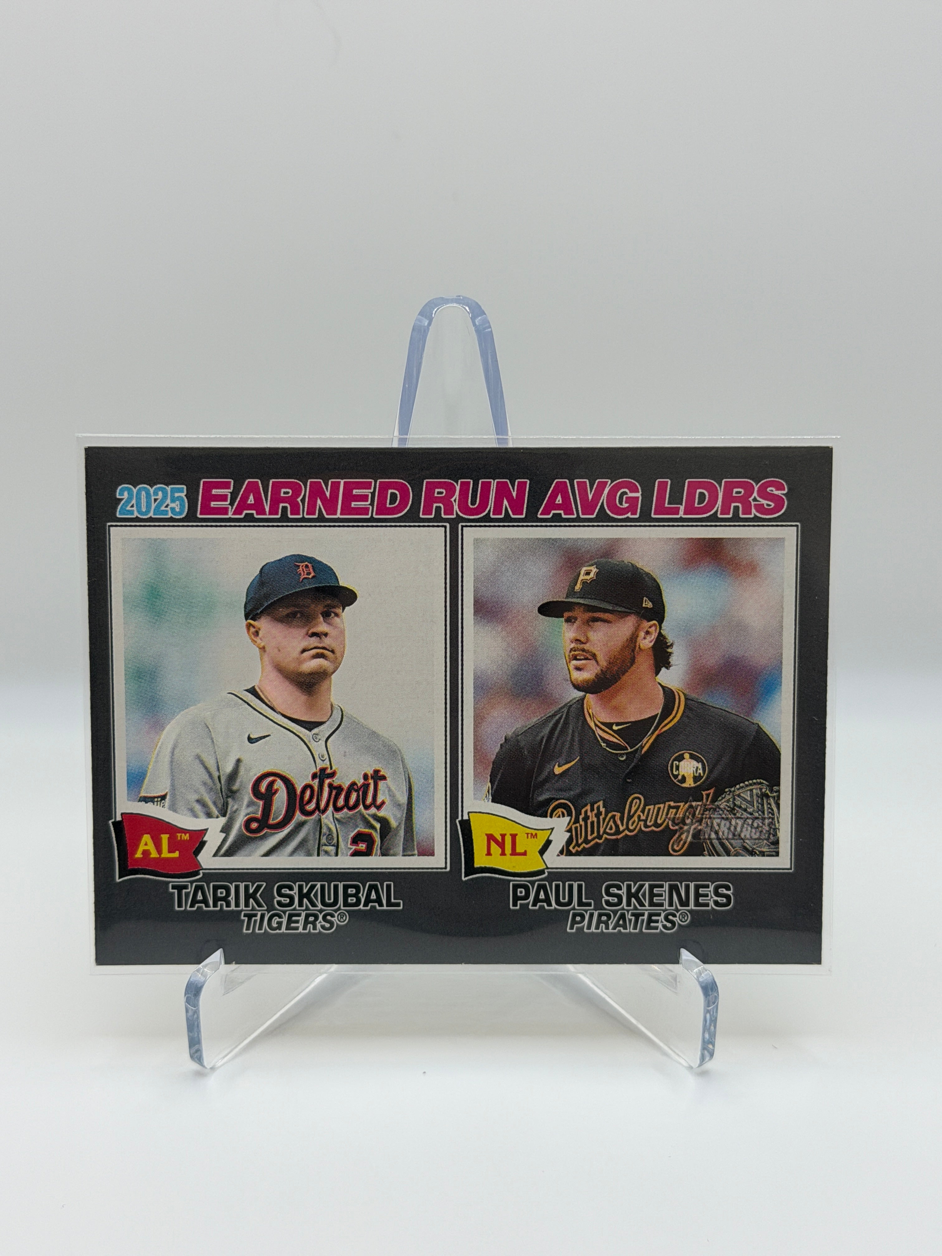 Tarik Skubal AL - NL Paul Skenes Gray Earned Run Avg. Leaders #7 Topps Heritage 2026