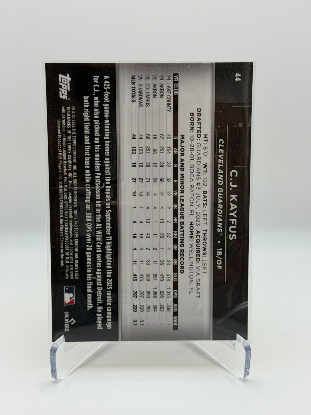 C.J Kayfus RC Variation #44 Topps Chrome Black 2026