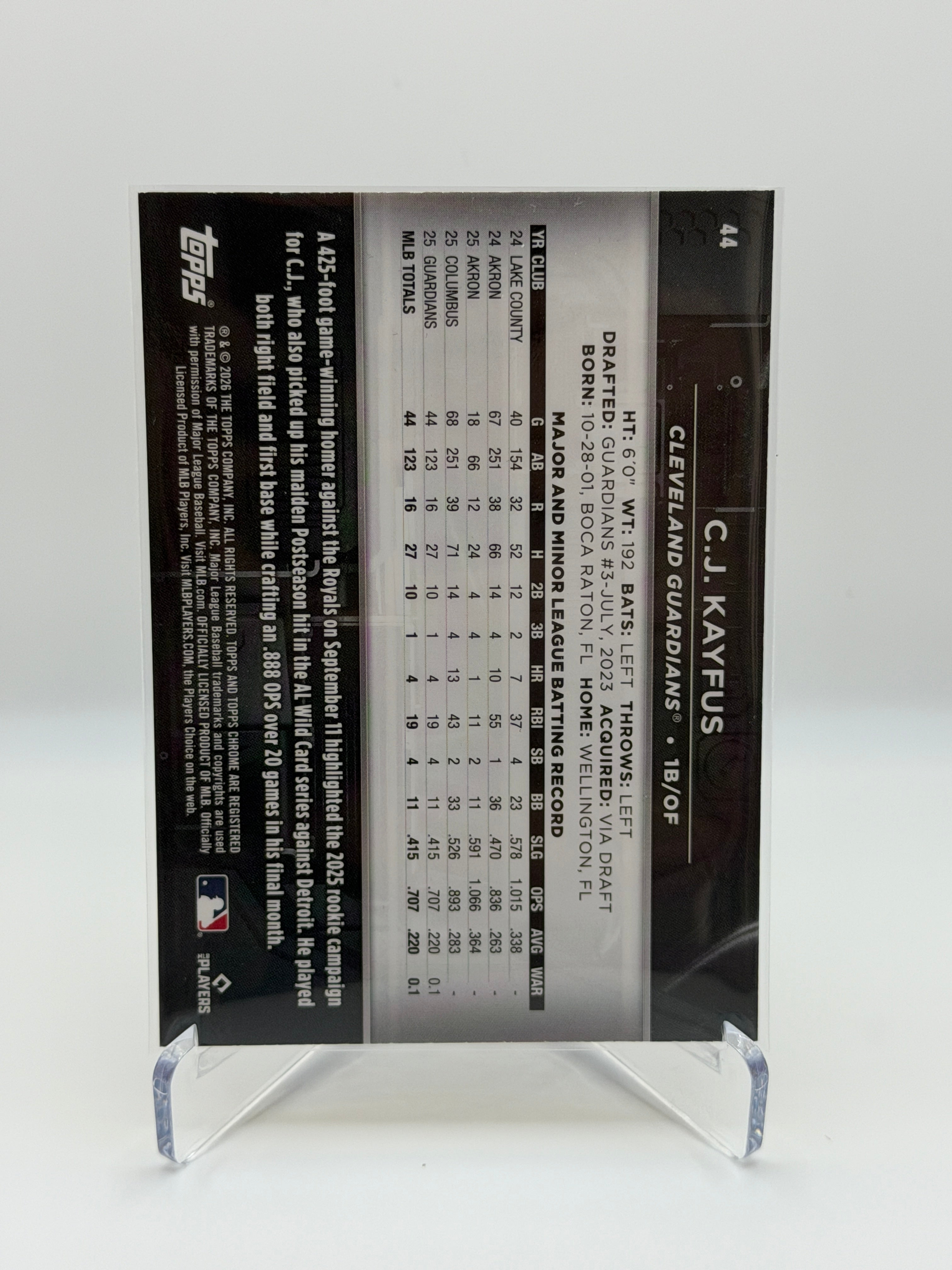 C.J Kayfus RC Variation #44 Topps Chrome Black 2026