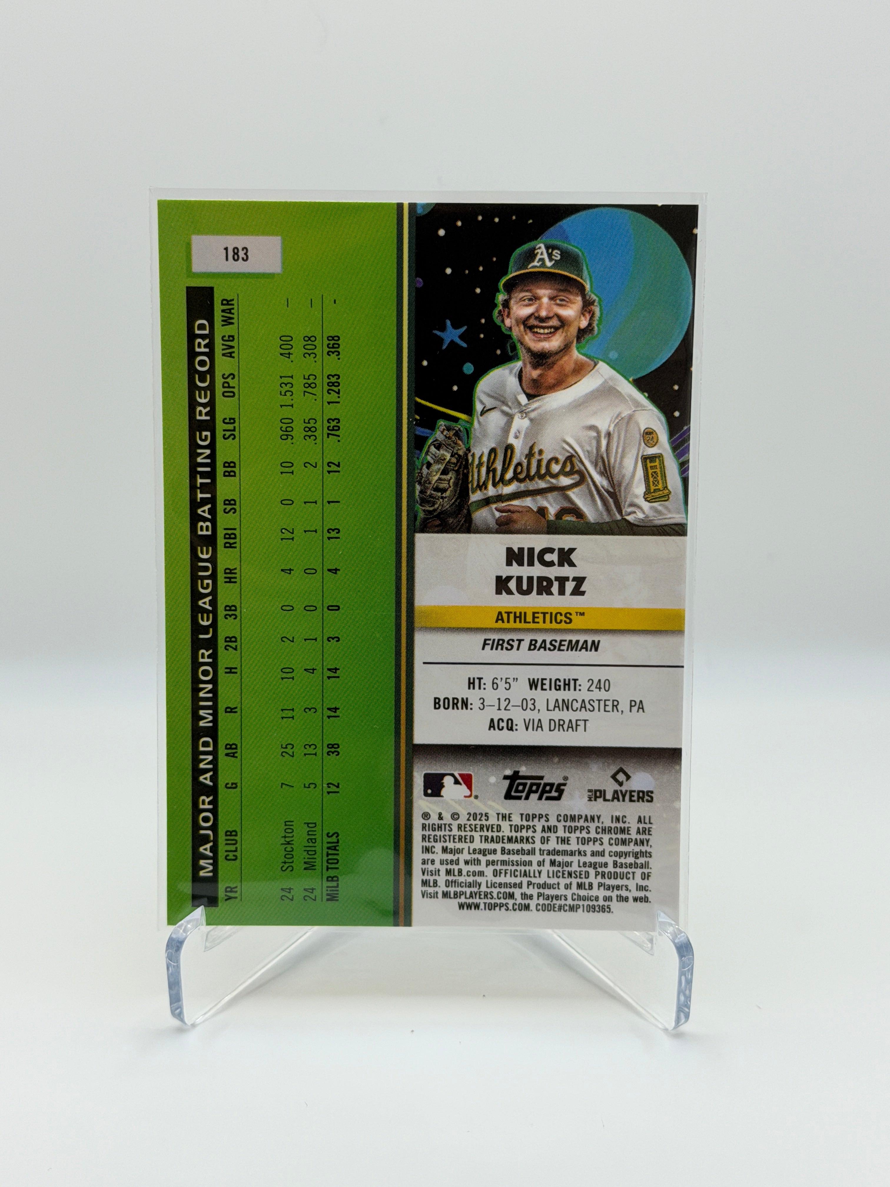 Nick Kurtz RC Base #183 Topps Chrome Cosmic 2025